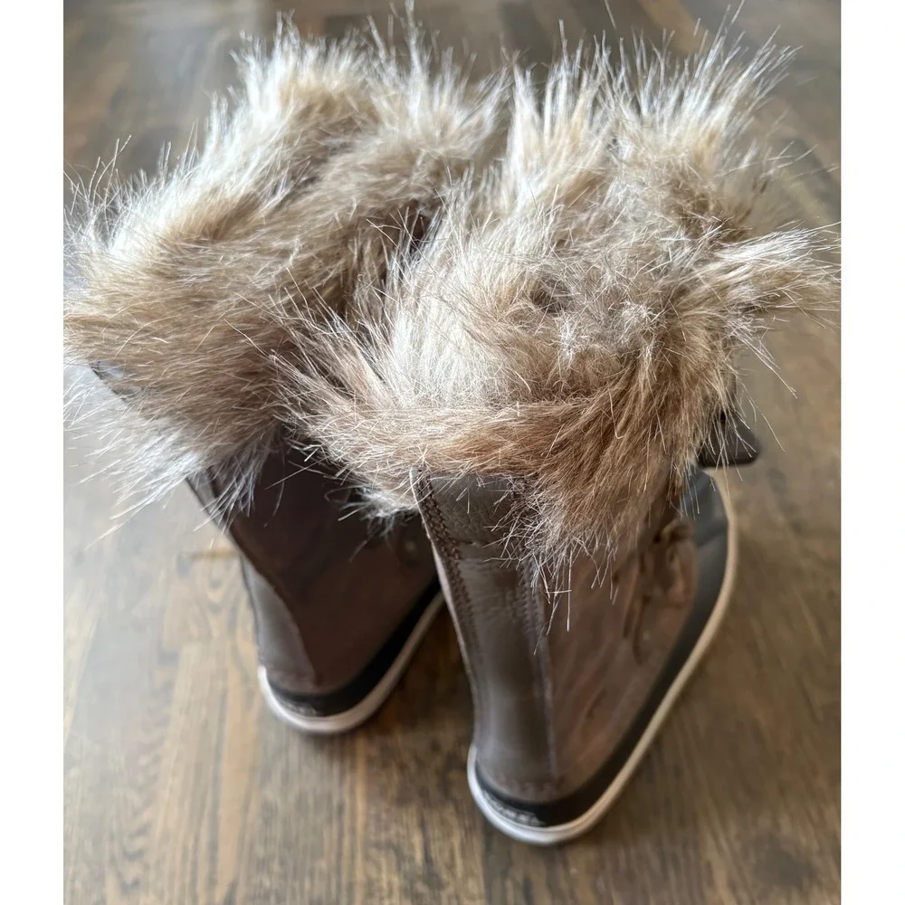Sorel Joan of Arctic Brown Black Waterproof Winter Snow Boots Womens Size 5